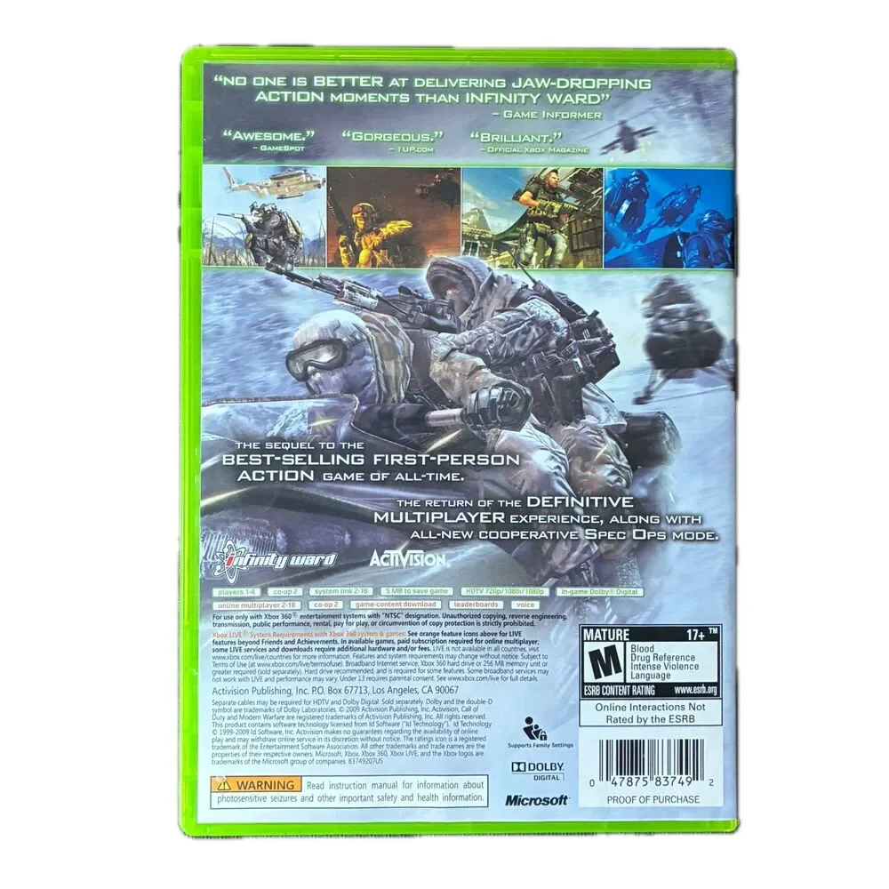 Xbox 360 Game Lot of 5 Call of Duty MW 1 MW 2 MW 3 Bad Company 2 Borderlands